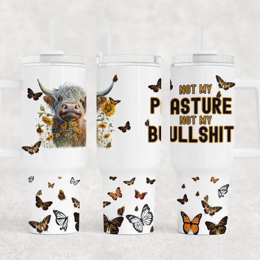 Not My Pasture Not My B.S. Highland Cow 40 oz. Tumbler by Crafty Casey's