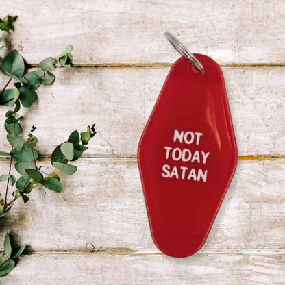 Not Today Satan Red Translucent Motel Style Keychain by The Bullish Store