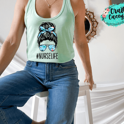 Nurse Life Mom Bunn- Unisex Women's Racerback Tanks by Crafty Casey's