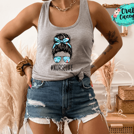 Nurse Life Mom Bunn- Unisex Women's Racerback Tanks by Crafty Casey's