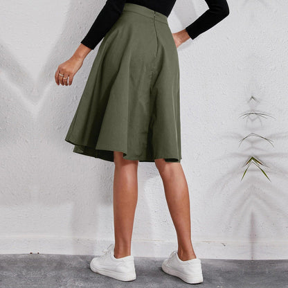 Pocket Button Waist Elegant Skirt by Pretty Little Patriot