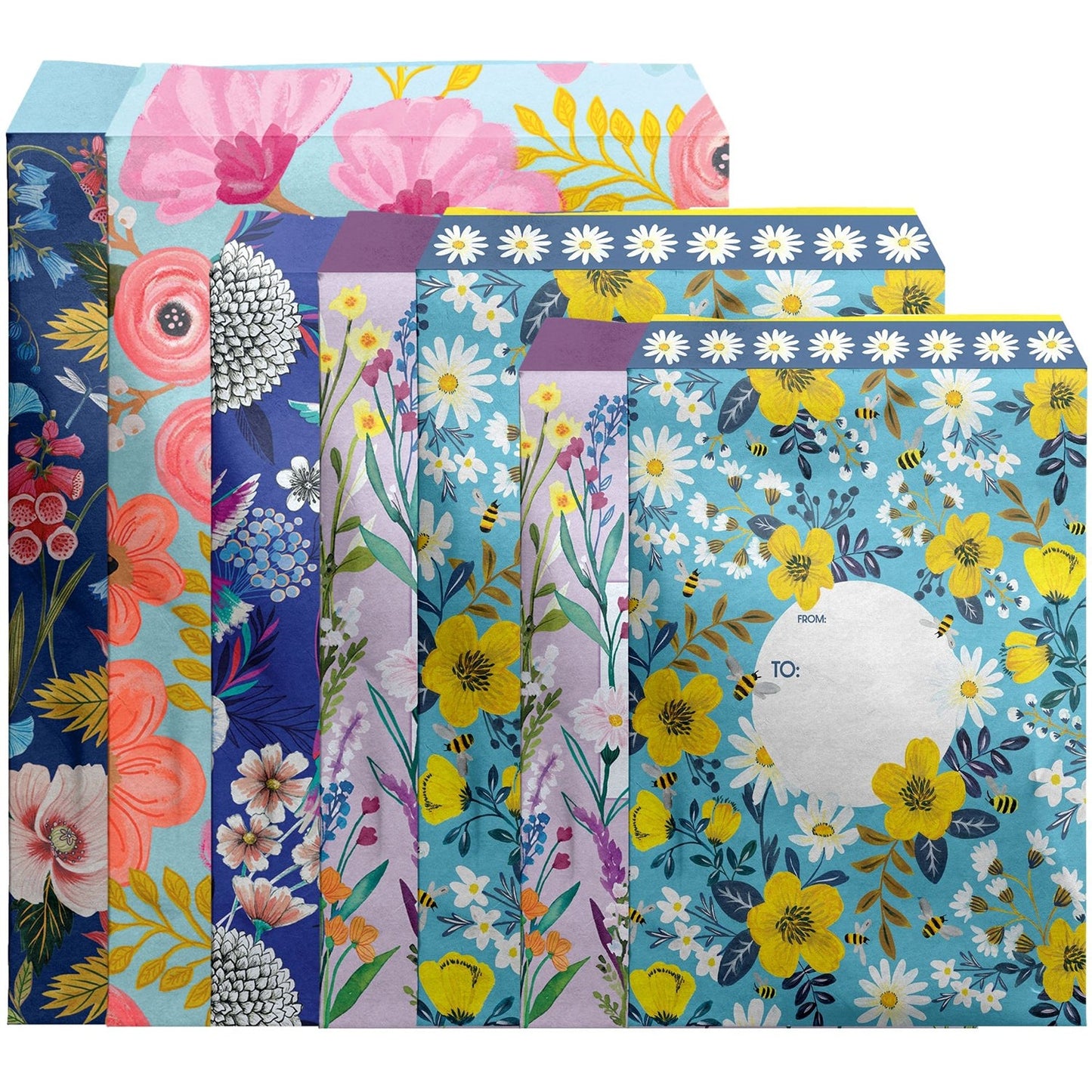 12 Count Floral Decorative Foam Padded Mailing Envelopes by Present Paper