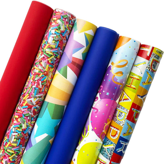 Birthday Wrapping Paper Bundle with Cut Lines on Reverse by Present Paper