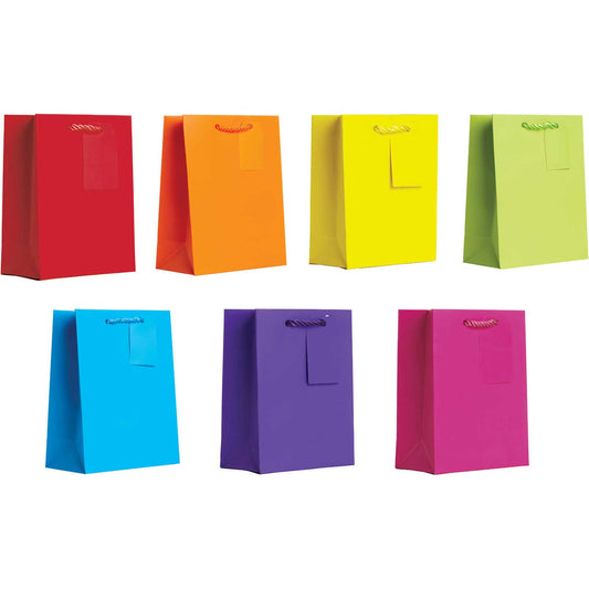 All Occasion Bright Rainbow Medium Solid Paper Gift Bags (7 Pack) by Present Paper