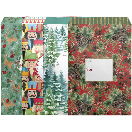 12 Count Medium Traditional Christmas Decorative Foam Padded Mailing Envelopes by Present Paper