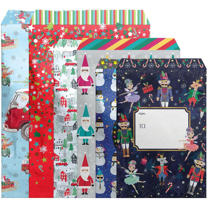 12 Count Assorted Size Christmas Decorative Foam Padded Mailing Envelopes by Present Paper