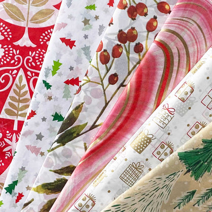 Christmas, Winter Holiday Tissue Paper Assortment (6 Pack, 24 sheets total) by Present Paper