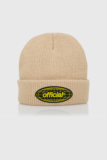 WRLD Takeover Beanie (Beige) by The Official Brand