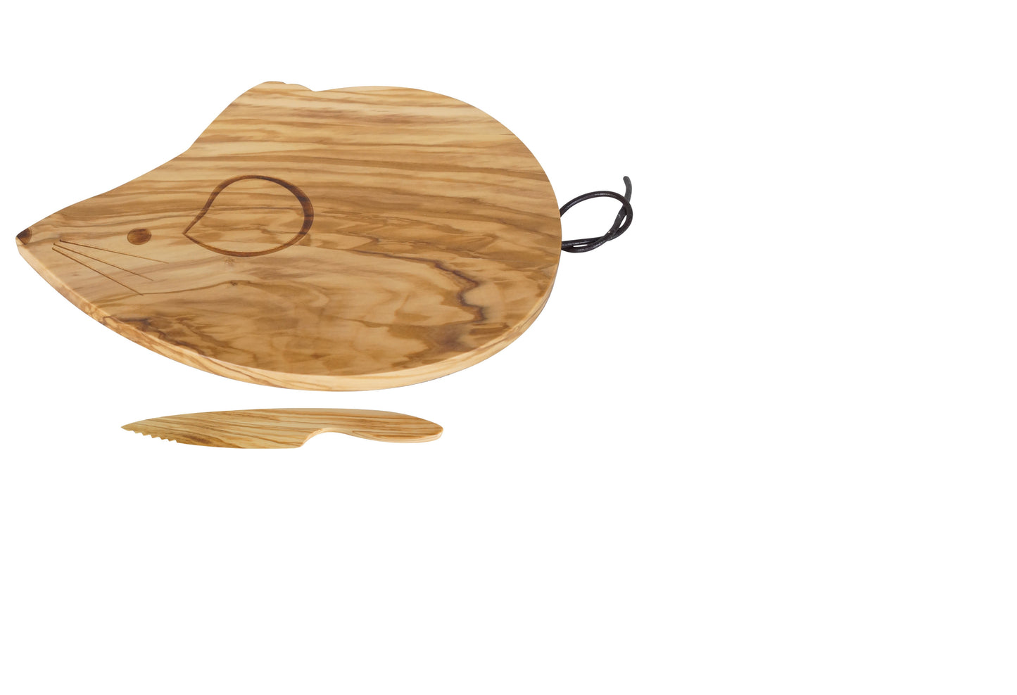 OLIVE WOOD MOUSE-shape CHEESE BOARD 10" x 9.5" by Peterson Housewares & Artwares