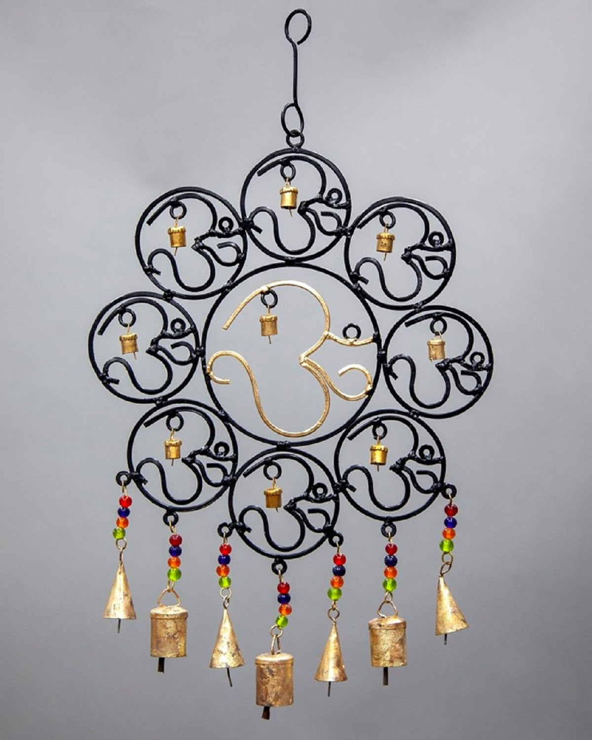 OM Brass Bells with glass beads wall hanging by OMSutra