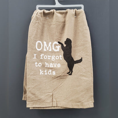 OMG I Forgot To Have Kids Cotton Dish Towel | Dog Lover Funny Novelty Cloth Tea Towel | Gift for Her by The Bullish Store