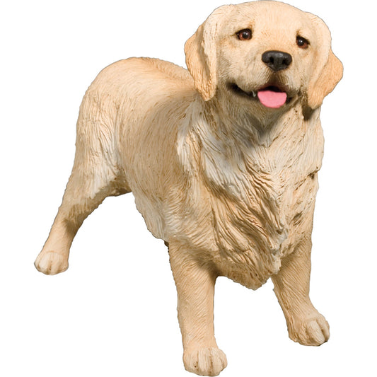 Sandicast "Original Size" Standing Light Golden Retriever Dog Sculpture by Present Paper