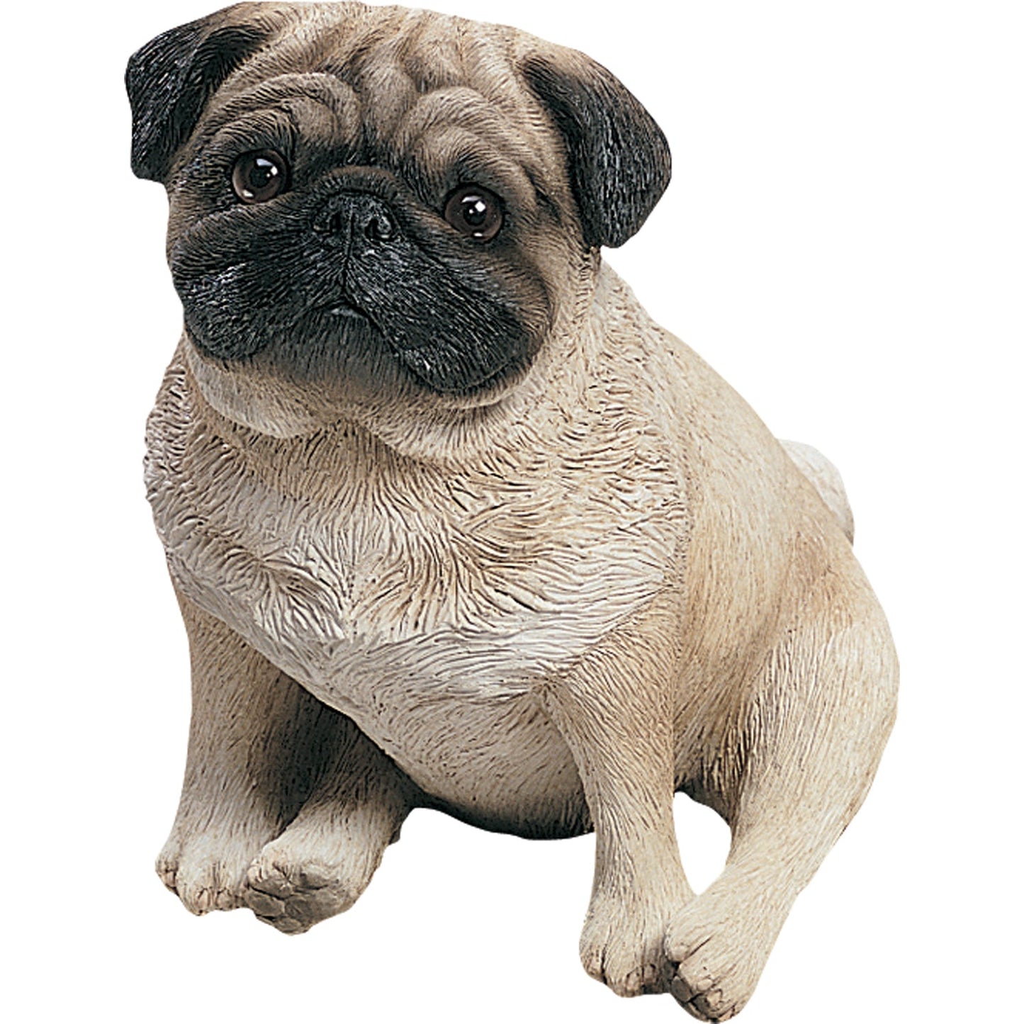 Sandicast "Original Size" Sitting Fawn Pug Dog Sculpture by Present Paper