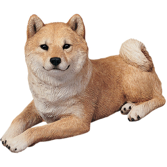 Sandicast "Original Size" Lying Red Shiba Inu Dog Sculpture by Present Paper