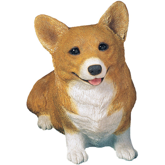 Sandicast "Original Size" Sitting Red Pembroke Welsh Corgi Dog Sculpture by Present Paper