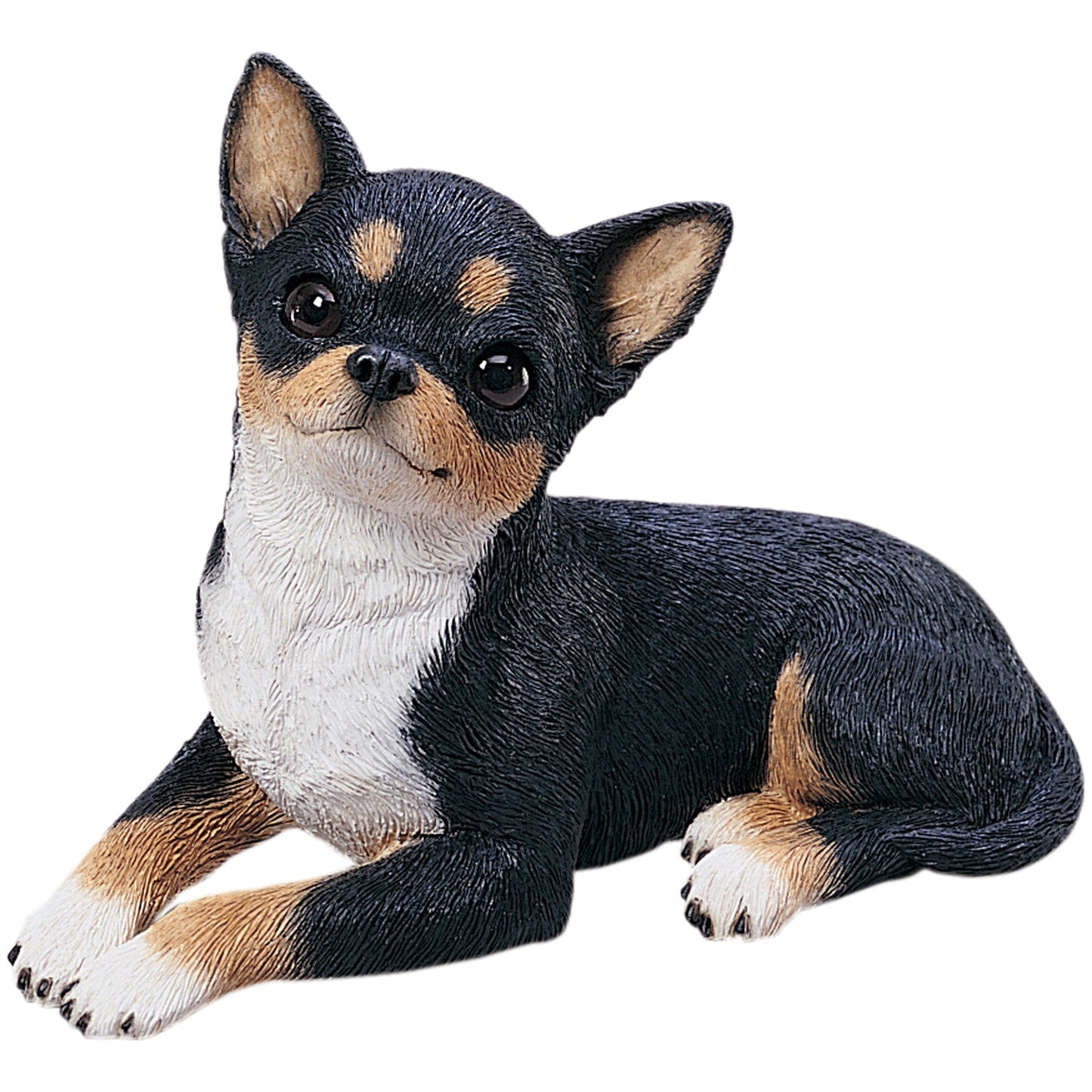 Sandicast "Original Size" Lying Tri Chihuahua Dog Sculpture by Present Paper