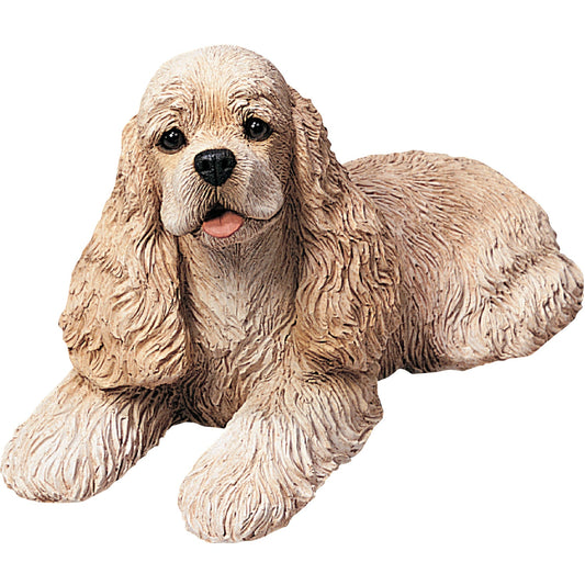 Sandicast "Original Size" Lying Buff Cocker Spaniel Dog Sculpture by Present Paper