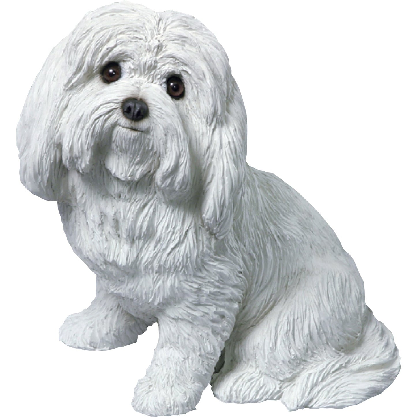 Sandicast "Original Size" Sitting Maltese Dog Sculpture by Present Paper