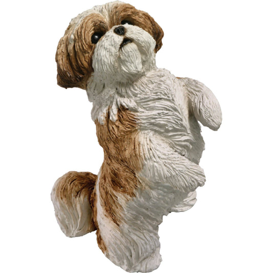 Sandicast "Original Size" Sitting Pretty Gold & White Shih Tzu Dog Sculpture by Present Paper