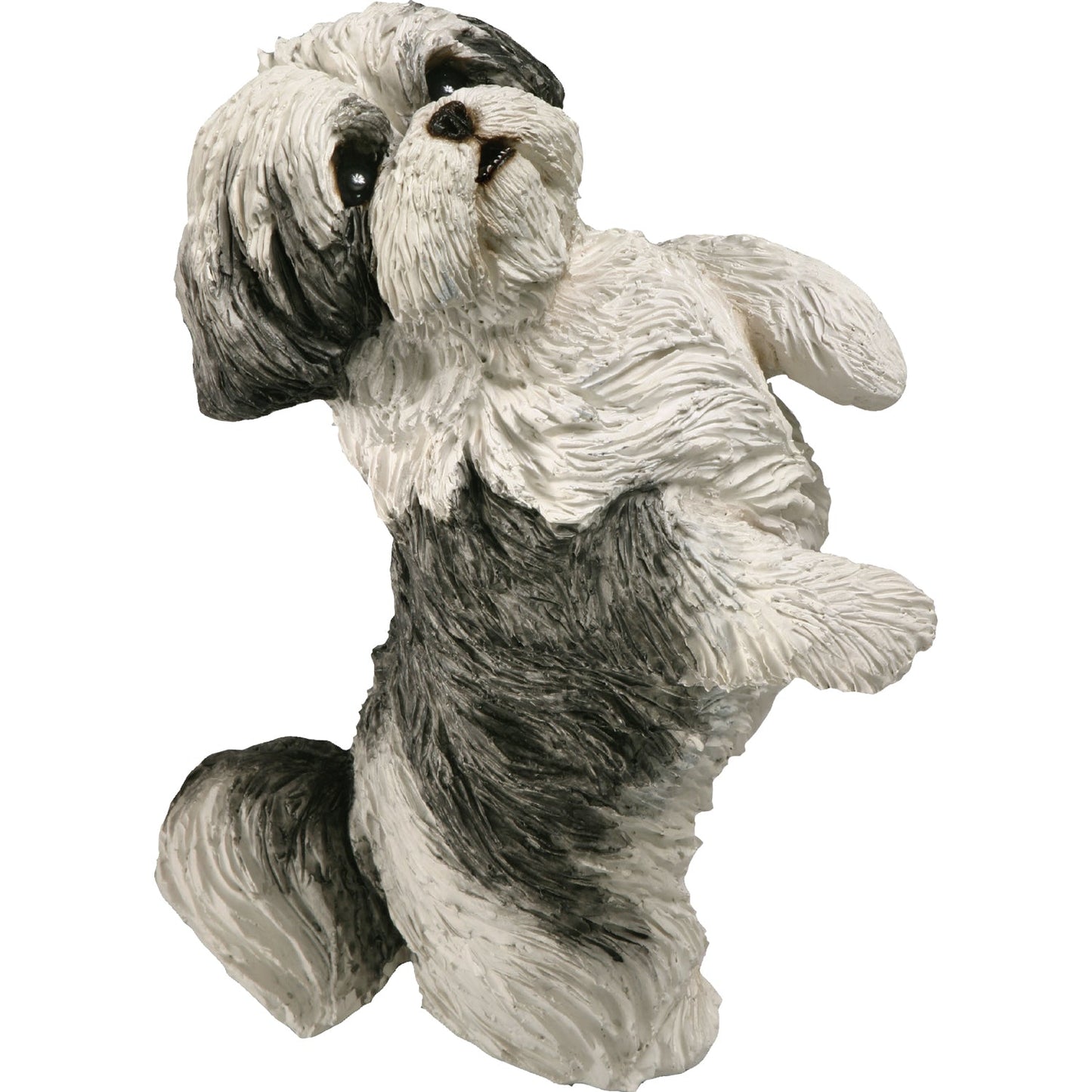 Sandicast "Original Size" Sitting Pretty Silver & White Shih Tzu Dog Sculpture by Present Paper