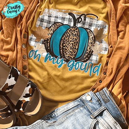 Oh My Gourd Teal Pumpkin Fall T-shirts by Crafty Casey's