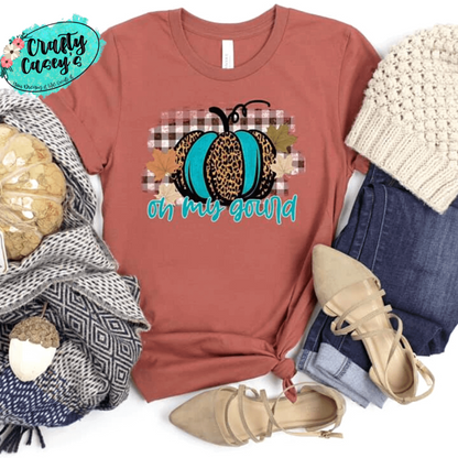 Oh My Gourd Teal Pumpkin Fall T-shirts by Crafty Casey's