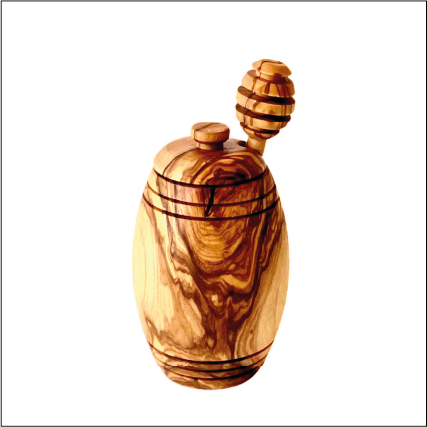 Olive Wood Honey Pot w/Honey Dipper by Choixe