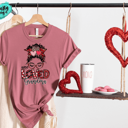 One Loved Grandma Messy Bunn Valentines - Women's  Unisex- t-shirt by Crafty Casey's