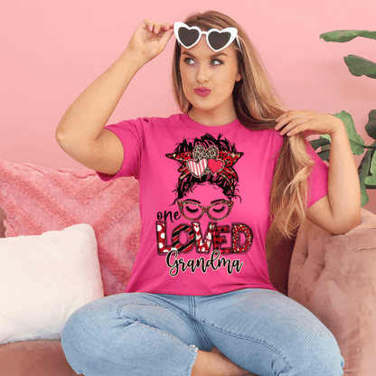 One Loved Grandma Messy Bunn Valentines - Women's  Unisex- t-shirt by Crafty Casey's