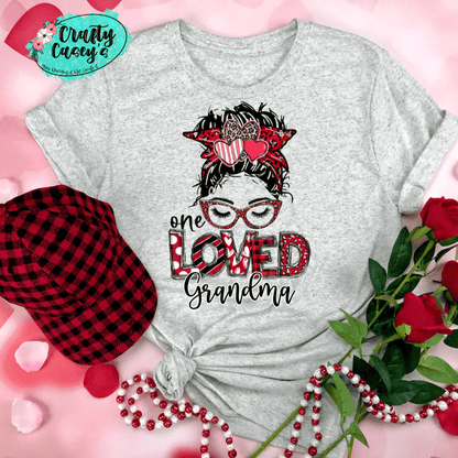 One Loved Grandma Messy Bunn Valentines - Women's  Unisex- t-shirt by Crafty Casey's