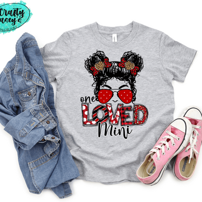 One Loved Mama & Mini Messy Bun Valentine Tee by Crafty Casey's