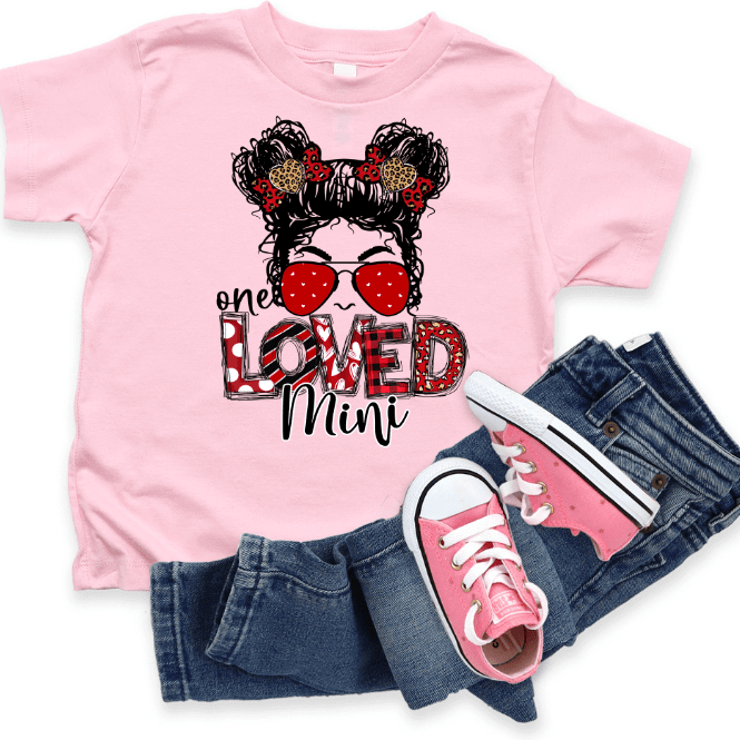 One Loved Mama & Mini Messy Bun Valentine Tee by Crafty Casey's