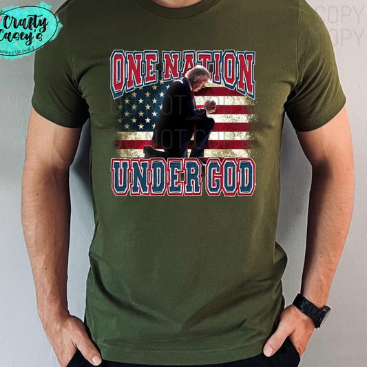 One Nation Under God Trump 45  Patriotic Tee by Crafty Casey's