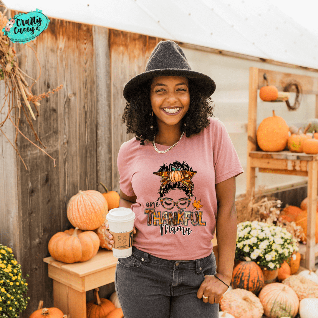 One Thankful Mama- Mom Skull Tee -T-shirt by Crafty Casey's