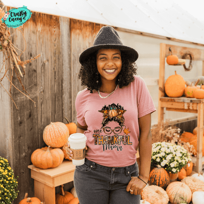 One Thankful Mama- Mom Skull Tee -T-shirt by Crafty Casey's