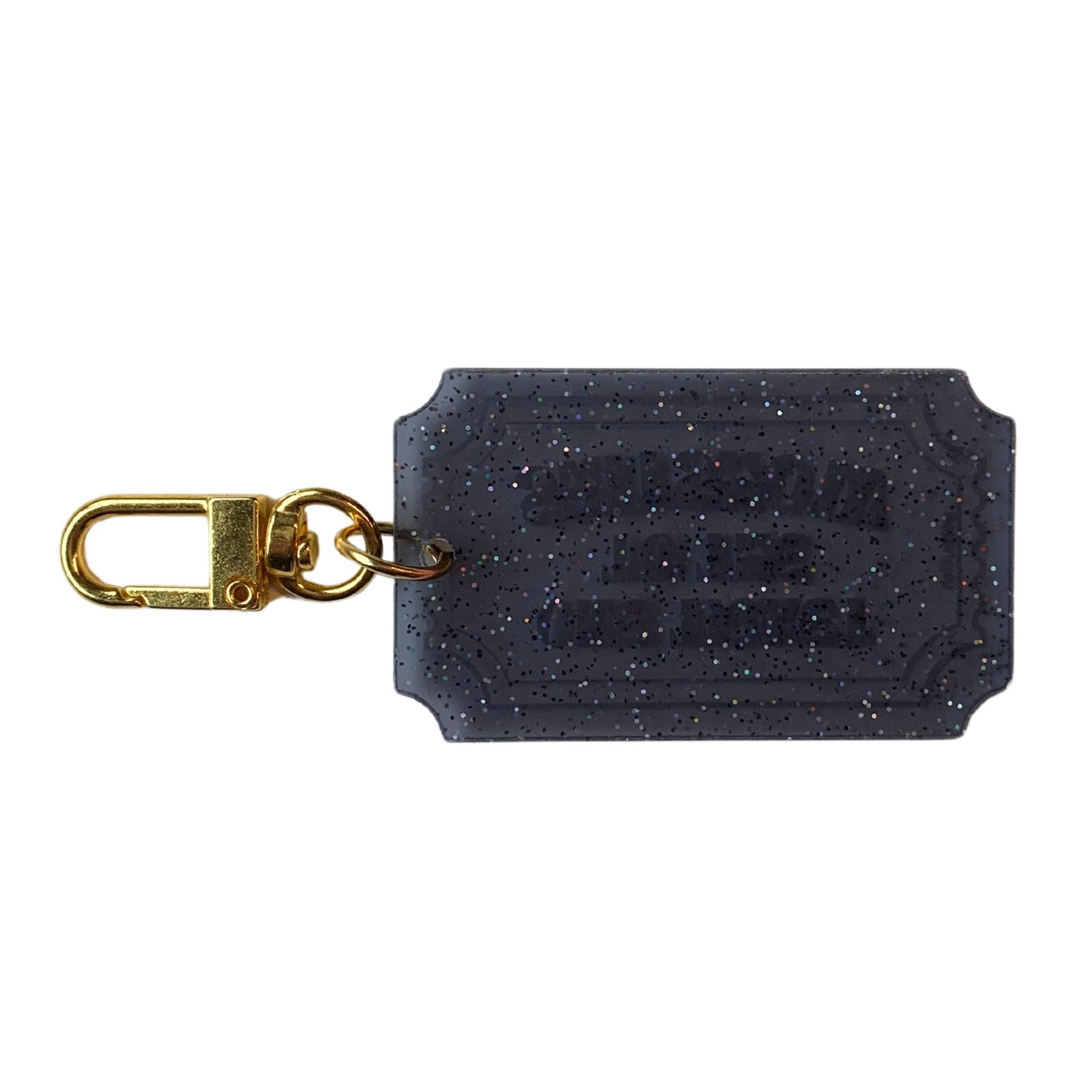 One Ticket to the Shitshow Black Glitter Acrylic Keychain | Ticket-shaped Keyholder by The Bullish Store