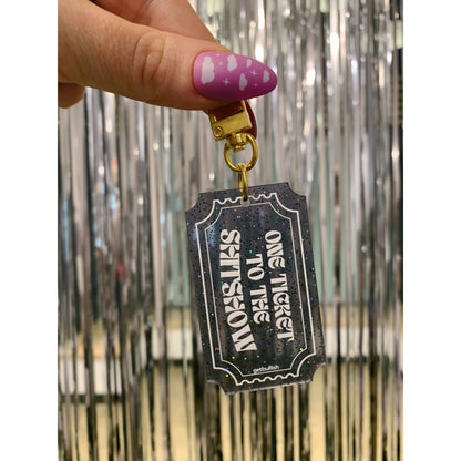 One Ticket to the Shitshow Black Glitter Acrylic Keychain | Ticket-shaped Keyholder by The Bullish Store