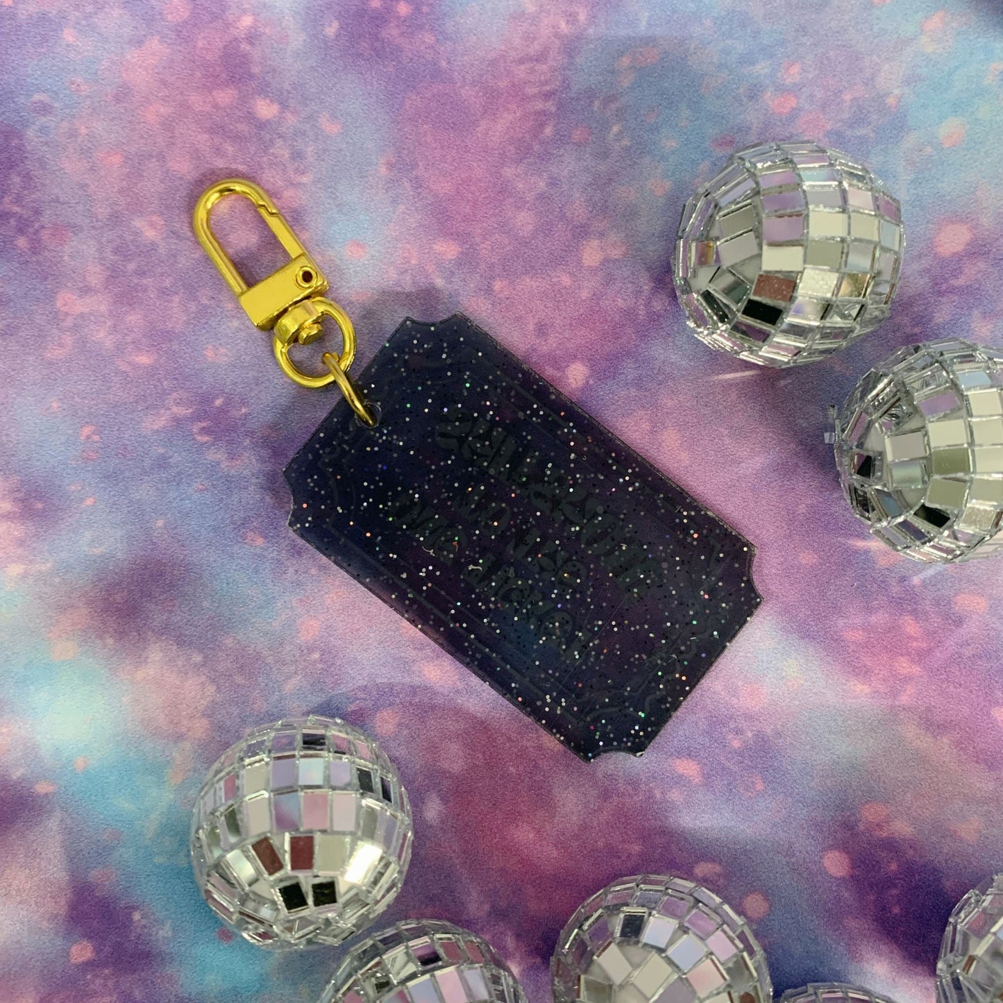 One Ticket to the Shitshow Black Glitter Acrylic Keychain | Ticket-shaped Keyholder by The Bullish Store