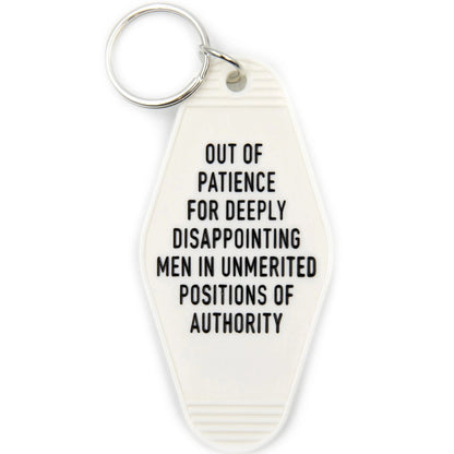 Out of Patience for Deeply Disappointing Men Motel Style Keychain in White by The Bullish Store