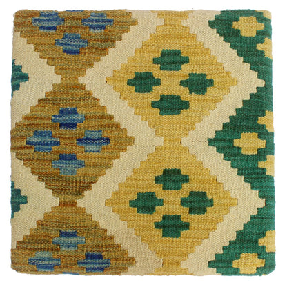 Rustic Cristie Handmade Kilim Upholstered Ottoman by Bareens Designer Rugs