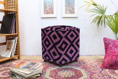 Rustic Sharpe Handmade Kilim Upholstered Ottoman by Bareens Designer Rugs