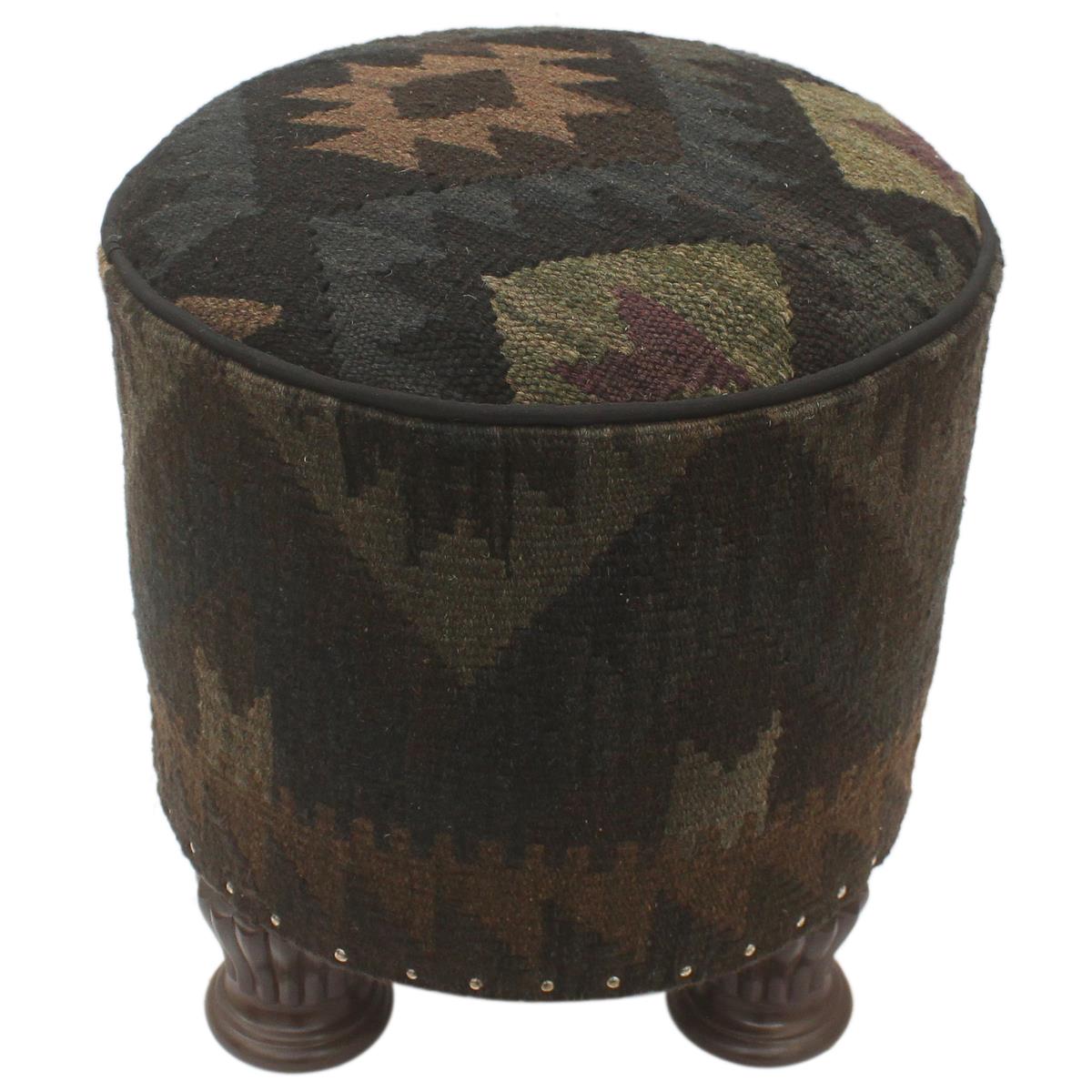 Tribal Dillon Handmade Kilim Upholstered Foot Stool by Bareens Designer Rugs