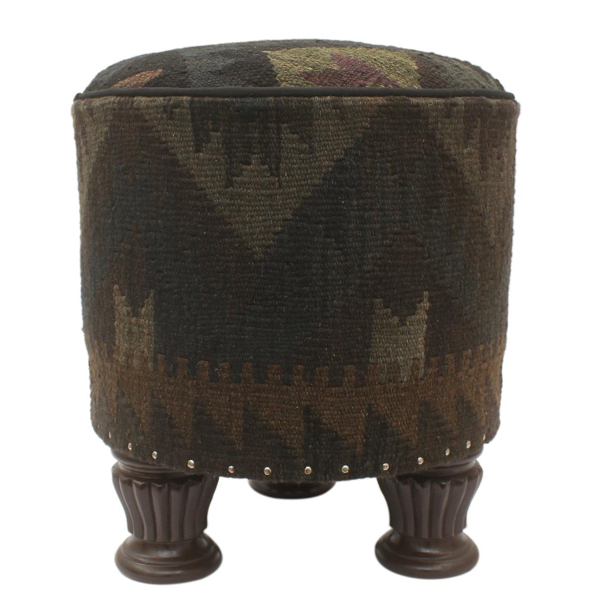 Tribal Dillon Handmade Kilim Upholstered Foot Stool by Bareens Designer Rugs