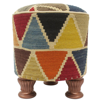 Shabby Chic Hodge Handmade Kilim Upholstered Foot Stool by Bareens Designer Rugs