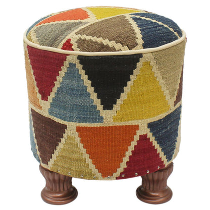 Shabby Chic Hodge Handmade Kilim Upholstered Foot Stool by Bareens Designer Rugs