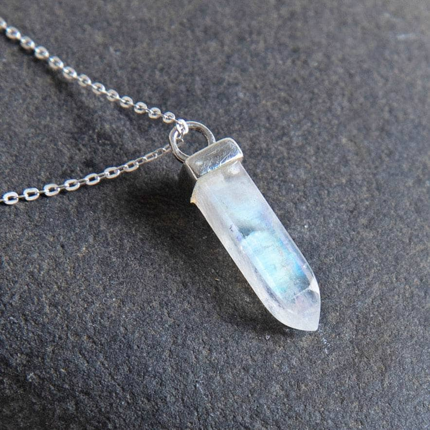 Moonstone Crystal Point Necklace by Tiny Rituals