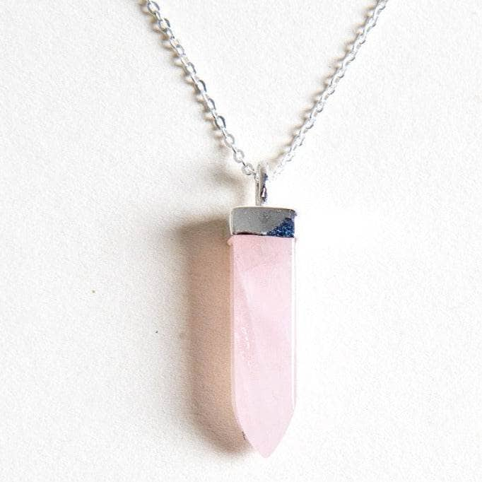 Rose Quartz Crystal Point Necklace by Tiny Rituals