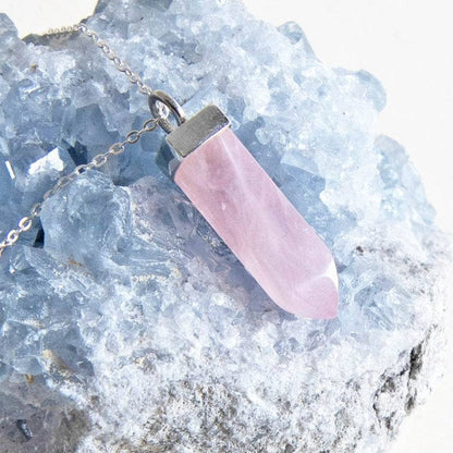 Rose Quartz Crystal Point Necklace by Tiny Rituals