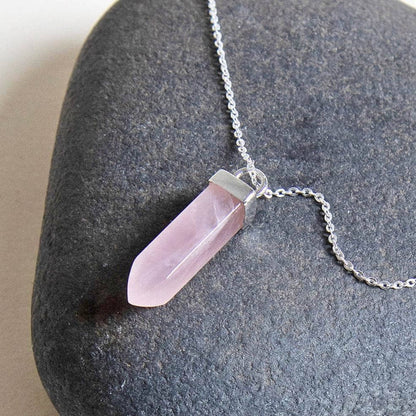 Rose Quartz Crystal Point Necklace by Tiny Rituals