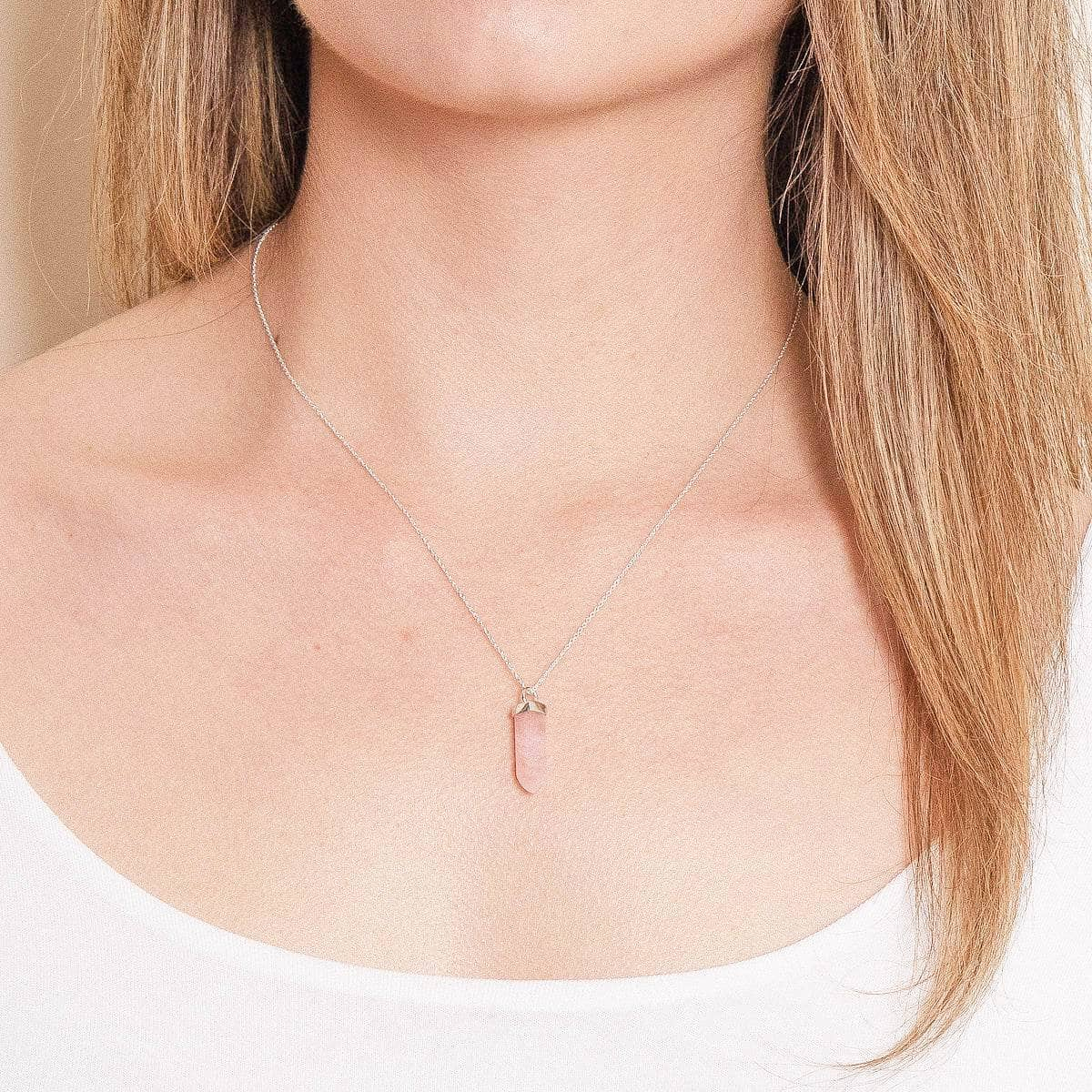 Rose Quartz Crystal Point Necklace by Tiny Rituals